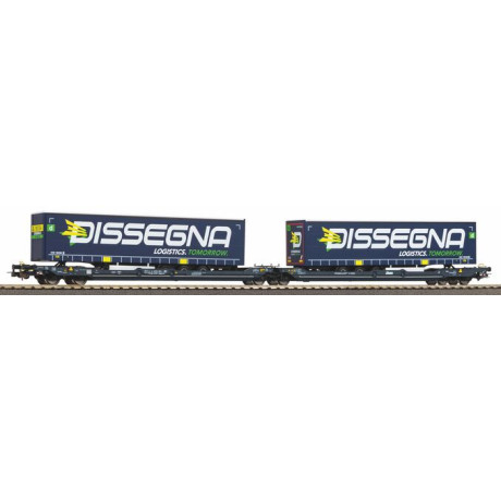 24600 Piko Taschenwagen T3000e CEMAT met 2 "Dissegna"-trailers SBB VI