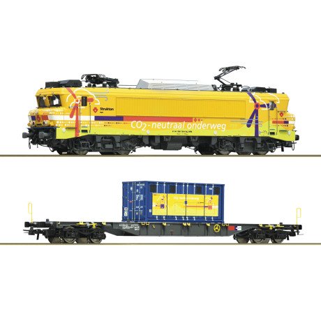 7500117 Roco Elektrische loc 1756 met containerwagen, Strukton Rail
