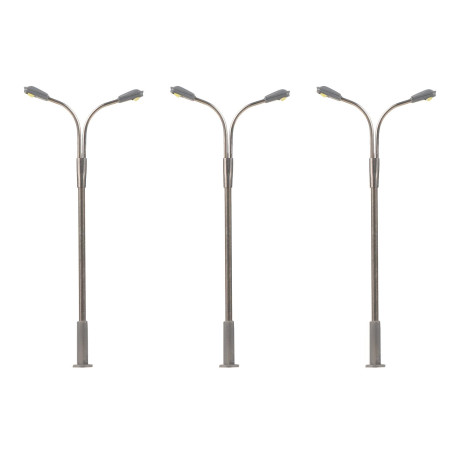272121 Faller Dubbele straatlantaarn LED 3 stuks